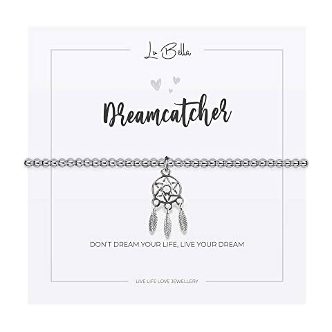 Silver Dreamcatcher Charm Friendship Bracelet - Stackable Jewellery - Thoughtful Bracelet for Special Friends - Adjustable Stretchy Silver String Present Jewellery with Charm and Gift Bag by Lu Bella Cover