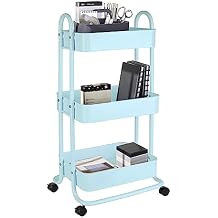 Realspace Mobile 3-Tier Storage Cart, 35-5/8"H x 17-15/16"W x 14-5/16"D, Light Blue