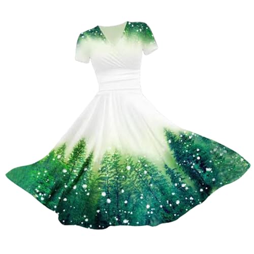 Weihnachten Kleid Damen, Weihnachtskleider Damen Lang, Weihnachtskostüme für Lässiges Kleid Hochzeitsgastkleid Übergröße Cocktail Urlaub Cosplay...