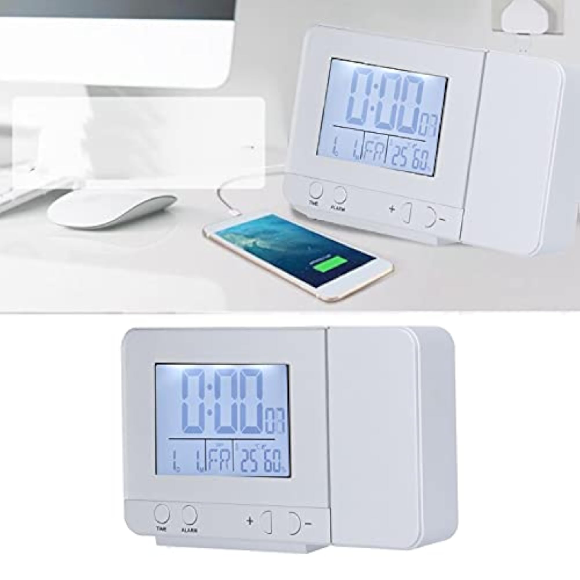 Projection Alarm Clock, Multifunctional Easy to Read