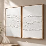 Artiluxy Neutral Abstract Wall Art Set of 2, Framed 3D Textured, 16x20 Inch