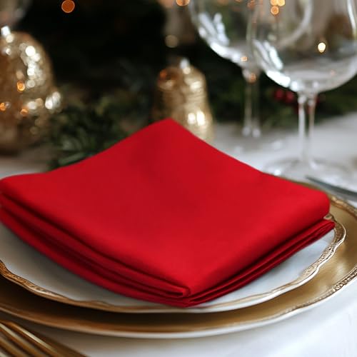 COTTON CRAFT Christmas Red Napkins -12 Pack 100% Cotton Dinner Napkins - All Year Xmas Fall Thanksgiving Celebration Party Gift Holiday Table Napkin - Soft Washable Reusable Cloth Napkin -18x18 by COTTON CRAFT - Image 2