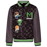 Minecraft Big Boys Varsity Bomber Jacket Black/Gray 10-12