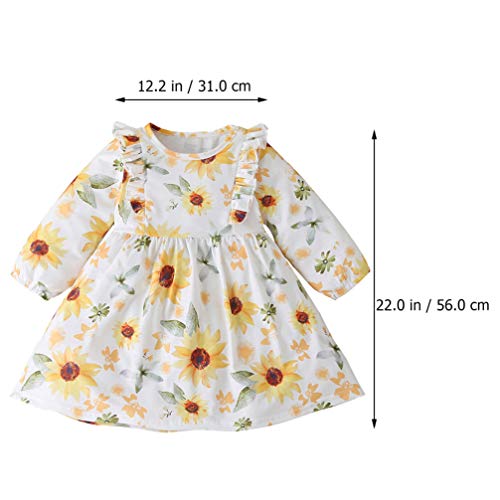 KESYOO Vestido de Girassol Feminino Vestido Floral de Manga Longa Vestido de BebÃª Feminino Flor de