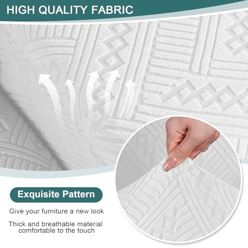 Image of Ruaozz Recliner Sofa Covers Recliner Chair Covers Extra Wide Loveseat Recliner Slipcovers with Pockets Washable Furniture Protector with Elastic Bottom (2 Seater-X Large, Ivory)