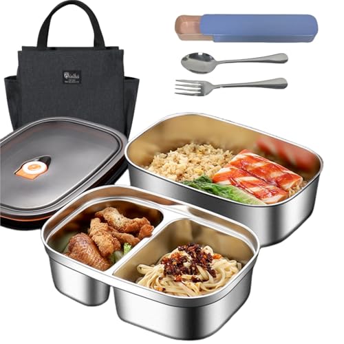 Lullaxx Lunch Box Bento Lunch Box 316 Stainless Steel Lunch Box 1200ML*1 1700ML*1 For Adults Micro-Pressure Freshness-Locking Technology with Cutlery And Thermal Bag