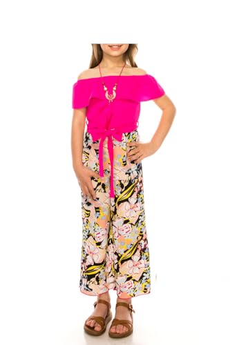 Image of iGirlDress Girls Wide Leg Off Shoulder Elegant High Waist Rompers Palazzo Pants Trousers Jumpsuits USA 4-14