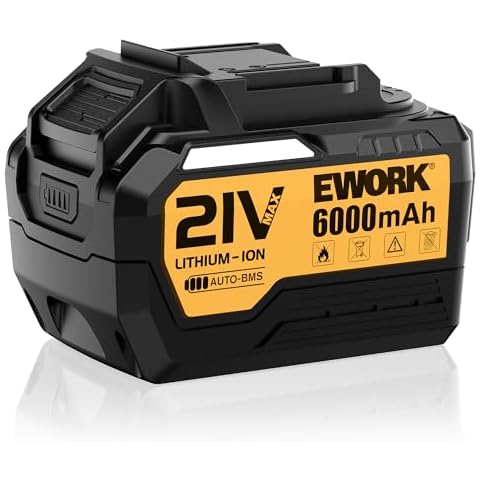 EWORK 21V MAX Lithium Ion Battery 6.0Ah, Upgraded LED Battery Indicators (EK-6.0RB) Cover