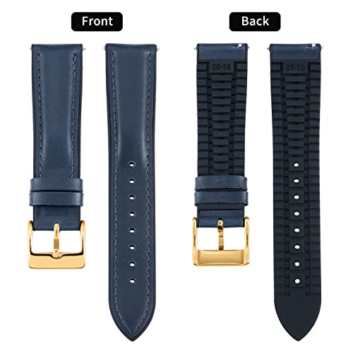 Image of BINLUN Leather Watch Band 14mm 16mm 18mm 19mm 20mm 21mm 22mm Quick Release Premium Oil Wax Leather and Breathable Silicone Hybrid Watch Bands Replacement Strap for Men Women