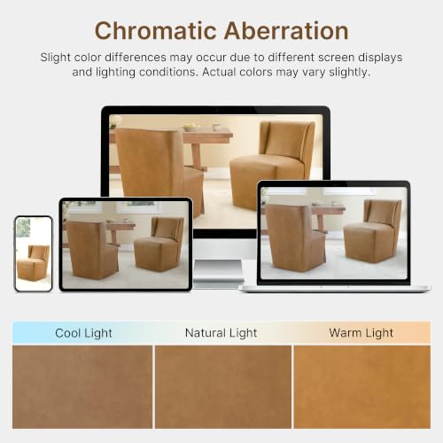 Image of KISLOT Upholstered Dining Chairs Set of 1 with Casters, Brown | Wingback Modern Dining Room Chairs with Rollers, Armless Side Chair with Easy-clean Faux Leather for Kitchen Dining Room