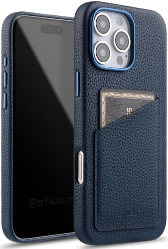 Coque iPhone 16 Pro StilGut en cuir nappa pour éviter les rayures et perdre ses cartes