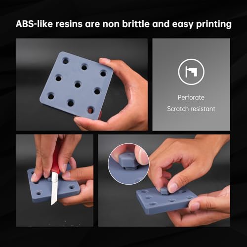 ABS-Like 3D Printer Resin 1 kg, 405 nm UV-Curing Standard Photopolymer Quick Resin for LCD/DLP/SLA 3D Printing, Non-Brittle & High Precision White