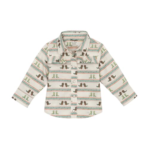 Wrangler Baby Girl Long Sleeve Snap Top - White (US, Age, 12 Months, White)