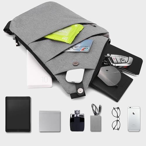 Image of Anti Theft Crossbody Bags for Women Men, Multi-Pocket Shoulder Bag, Slim Sling Purse with 2 RFID Blocking Card (Right Shoulder-Khaki)
