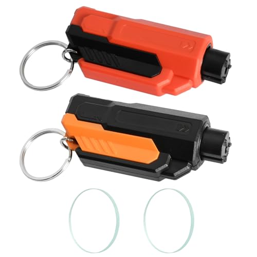 Rieoany 2 Stück Notfallhammer Auto mit Gurtschneider Tragbarer 2 in 1 Nothammer mit Testglas Zum Üben, Erstickungs-Rettungsgerät Autoscheiben Zertrümmerer fürs Allen Fahrzeugen