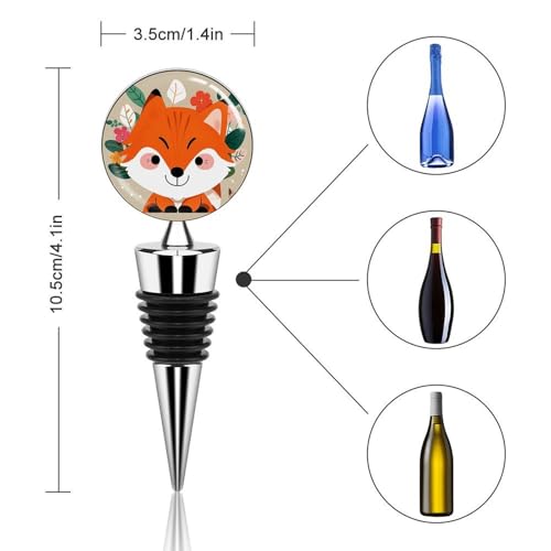 Bouchon de bouteille renard motif floral réutilisable pour fête et vin - 3