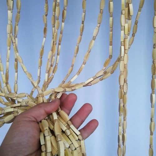 Rideaux de porte en perles bois pour dissimuler un espace de rangement - 5