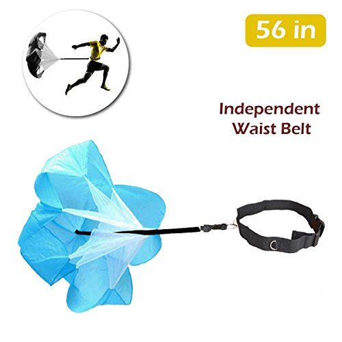 TRIWONDER Paracaídas de Resistencia Corriendo Sprint Entrenamiento de Velocidad 56 Pulgadas para Fútbol Deportes de Entrenamiento físico de Fuerza (Azul - 56in)