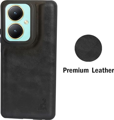 Image of AIBEX Shield Back Cover Case Compatible with Vivo Y27 4G Back Cover | Flexible Vegan Leather | Full Camera Protection | Raised Edges | Super Soft-Touch | Bumper Case