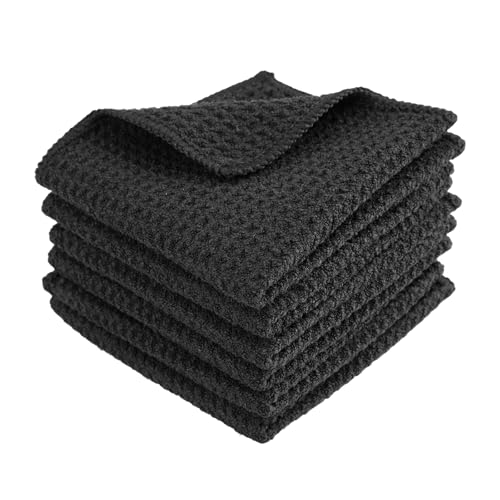 Set De 6 Paños De Cocina Algodon 20 X 20 Cm Trapos Cocina Algodon, Paños Cocina De Microfibra Reutilizables, Toallas De Té Con Estampado De Gofres Para Cocina, Ventanas, Cristales, Cuarto De Baño