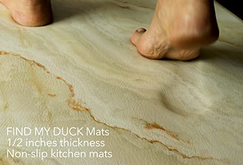 FindMyDuck Marmor-Beige Anti-Ermüdungs-Küchenmatten, rutschfest, Schaumstoffboden, wasserdicht, gepolstert, Komfort… - Image 3