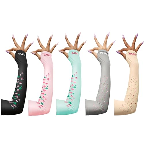 Image of TVARRA Anti-Tan Fingerless Arm Sleeves for Women|UV Protection Hand Cover Sleeves for Bike Riding, Running & Outdoor Use,Dust & Summer Protection Arm Sleeves