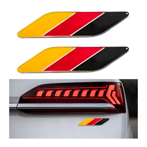 Image of 2 PCS 3D Tricolor Flag Emblem, Car Exterior Emblem Badge Sticker Decal, Vehicle Fender Bumper Decals, 3D Aluminum Declaration Badge for All Models, Universal Car Accessories (Germany)