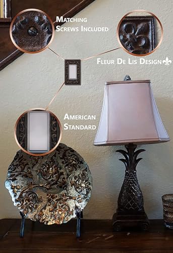 Lulu Decor LB-SWR1 Fleur De Lis Cast Iron Rocker Light Switch Plate Cover In Decorative Antique Brown Finish thumb #3