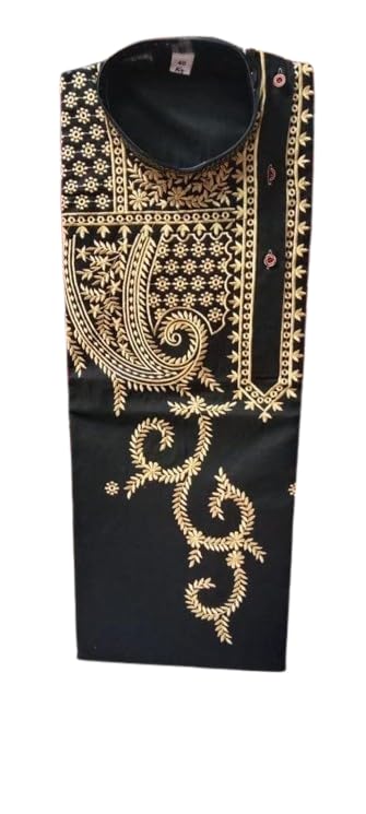 Chandana Saree House Classic Cotton Work Solid Men Kurta Panjabi| Traditional, Ethnic, Comfortable, Breathable, Lightweight, Skin Friendly|SL_212 Black-picture-47
