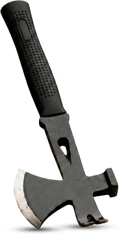 Mini Machado Machadinha 3 em 1, Aço de Alta Resistência, Cabo Emborrachado Ergonômico, 31 cm, Compacto, para Camping, Jardinagem e Reparos