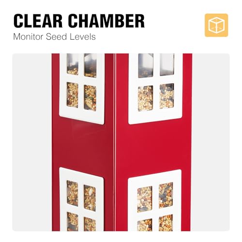 Veehoo-Bird-House-Feeders-for-Outdoors-Hanging-Metal-Wild-Bird-House-Feeders-with-4-Ports-Country-House-Design-Garden-Yard-Decor-Hanging-Bird-Feeder-for-Outside-Large-Capacity-Red Veehoo Bird House Feeders for Outdoors Hanging Metal Wild Bird House Feeders with 4 Ports Country House Design Garden Yard Decor Hanging Bird Feeder for Outside Large Capacity Red