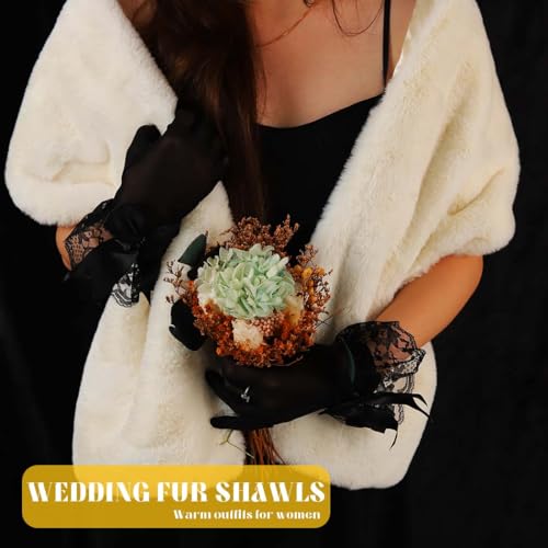 Yalice Women's Wedding Faux Fur Shawl and Wrap Bridal Fur Stole Fur Scarf for Bride and Bridesmaids3