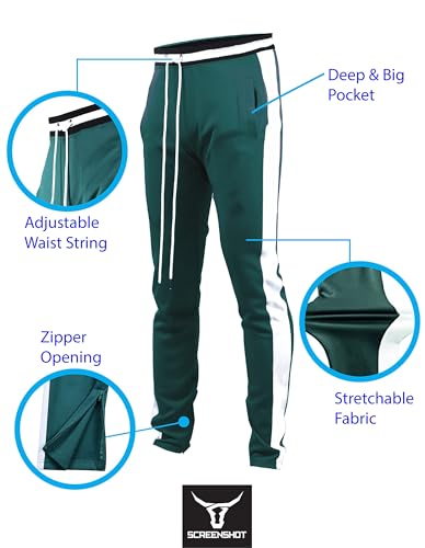 Image of SCREENSHOT Screenshotbrand Mens Hip Hop Slim Fit Track Pants - Athletic Jogger Bottom with Side Taping