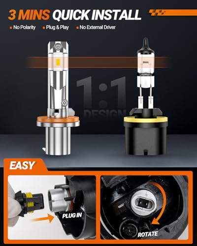 Image of SEALIGHT 880 LED Fog Light Bulbs, 17000LM 800% Super Brightness 885 893 899 880 LED Fog Lights 6500K White, Ultra-High Heat Dissipation Performance, Non-Polarity, Plug and Play, Pack of 2