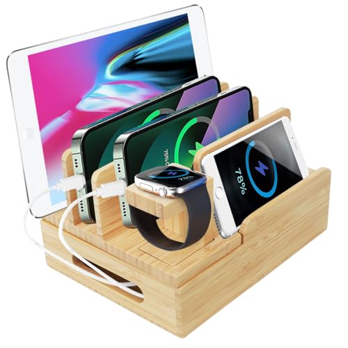 iCozzier Supporto da tavolo in bambù per comodini e scrivanie, docking station per telefono, orologio, comodino, organizer regalo per uomo