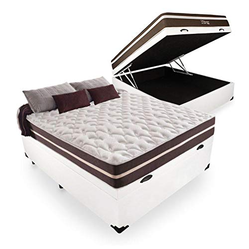 Cama Box Com Baú Casal + Colchão De Molas - Anjos - Classic Super...