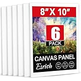ESRICH 8x10 Canvas for Painting, 6 Pack Canvas Boards for Painting Primed Acid Free Blank Canvas Panels for Oil Paint, Watercolor, Acrylic Paint, Gouache and Tempera.