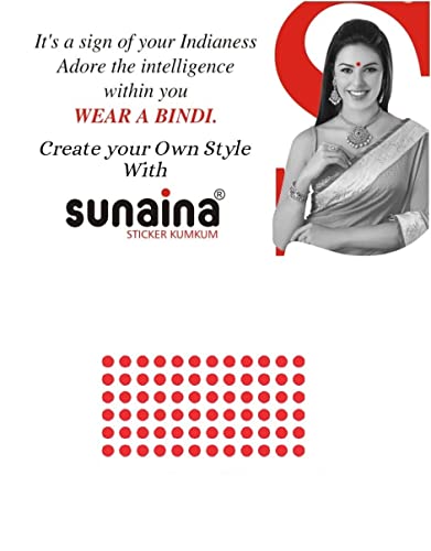 Image of Sunaina New Gold Sticker Kumkum Forehead Round Bindis Velvet Pottu /Bindi Box With 15 Cards /Flaps For Women & Girls (GR009, Red)