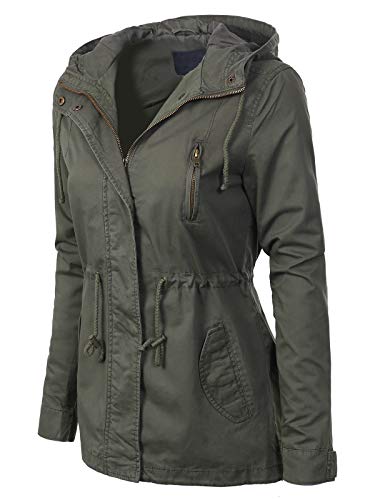 MixMatchy Womens Utility Anorak Jacket Lightweight Hooded Zip Up Safari Style Coat with Snap Buttons Chest and Hand Pockets2