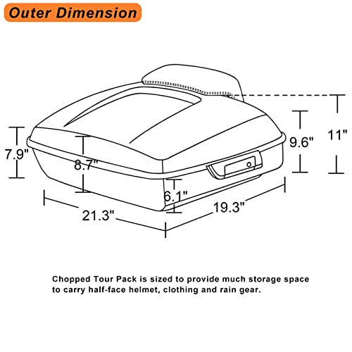 Motorcycle Luggage Chopped Tour Pack Fit For 2014+ Harley Touring Flh Flhx Flhr - Mysterious Red Sunglo, Backrest Pad, Detachable Mount Rack #TOP3
