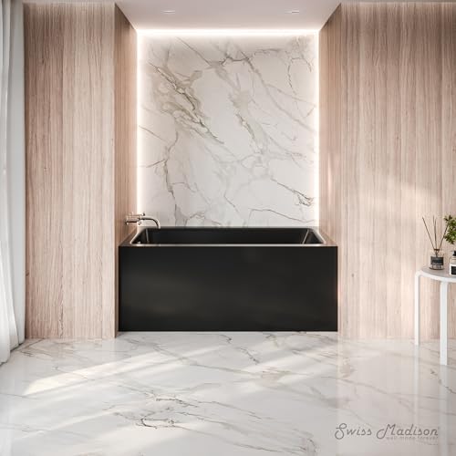 Image of Voltaire 54 x 30 Skirted Left Drain Soaking Apron Bathtub in Glossy Black