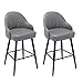 Pu Skórzane Szare Stołki Do Baru Na Wysokości 2 Z Tyłu, Domowe Krzesła Do Baru Kuchennego, Czarna Chromowana Rama Tapicerowana Siedzenie, Na Jadalnię, Balkon, Salę Spoczynkową, Kawiarnię, Restauracja