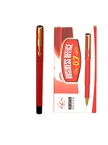 Luoshi Golden Trim and Matte Roller Smooth Gel Pen (Red INK) set of 12 pens