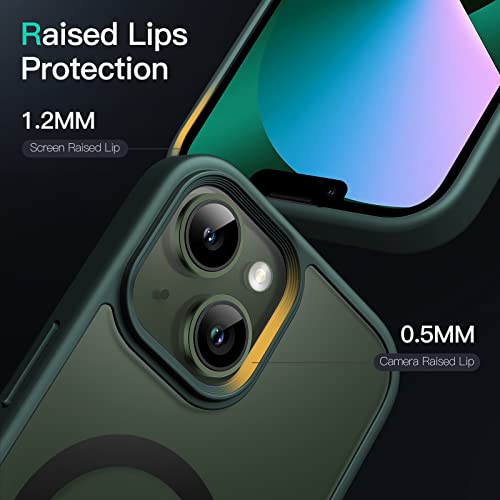 Image of JETech Magnetic Cover Case for iPhone 13 6.1-Inch Compatible with MagSafe, Translucent Matte Back Slim Shockproof Phone Cover (Dark Green)