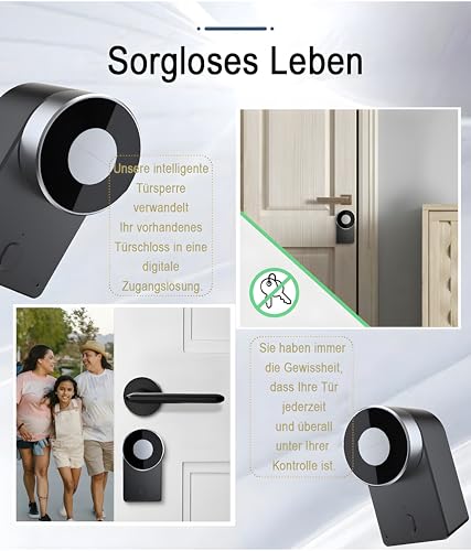 M.I.C. Smart Lock Bluetooth Türschloss, schlüsselloser Zutritt per App, kompatibel mit TTLock, Alexa & Google Home, einfache Installation ohne Bohren, Smart Home Integration