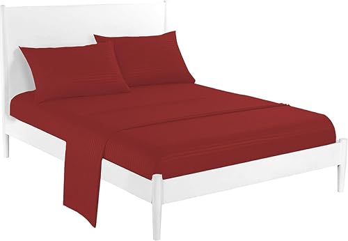 ARlinen Juego de sábanas para caravana (72 x 75 pulgadas), tamaño King corto, rayas burdeos de hasta 8-10 pulgadas de profundidad, para cama de