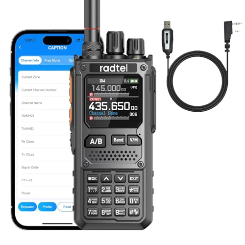 Radtel RT-920 Walkie Talkie Long Range 8W Two-Way Radio SW MW LW CB 27MHz Receiver GMRS Radio Bluetooth Programmable AM FM SSB Noise Reduction NOAA Weather Alert (with Programming Cable)