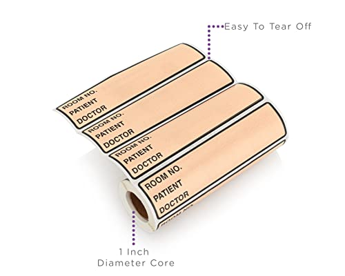 Image of Carstens Patient I.D. Adhesive Medical Chart Labels for 1.5 inch - 4 inch Ring Binder Spines - Pre-Printed Sticker Labels (Room No. / Patient /Doctor), 5 3 /8 inch x 1 3 /8 inch, Salmon, Roll of 200