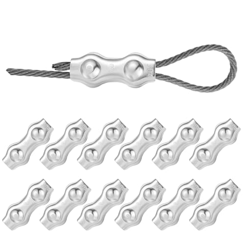 Drahtseil-Spanner Für 4mm Drahtseil Und Kabelbefestigung, 12 Stück Edelstahl 304 Kabelklemme, Duplex Klemme Drahtseilklemme, Drahtseilklemme Für Drahtseil Stahlseil Wäscheleinenspanner Markise Fixier