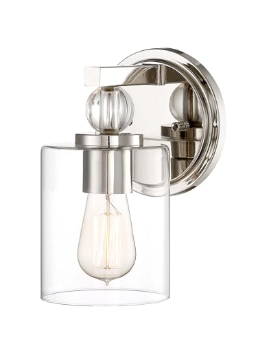 Image of Minka Lavery 3071-613 Studio 5 Vanity Bath Light, 1-Light, 60 Total Watts, 6-in H x 9.63-in W, Polished Nickel